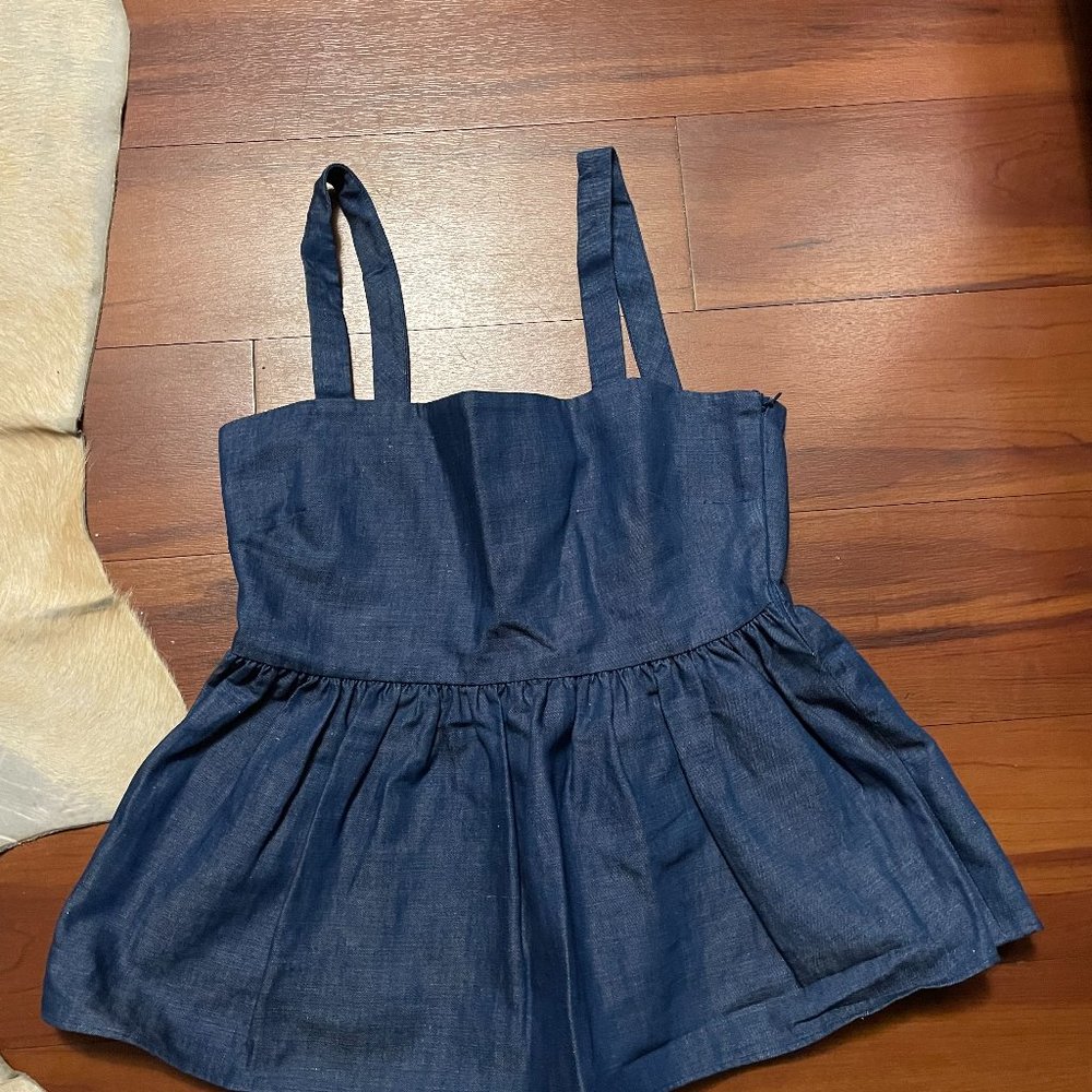 Co Denim Avec Francois Girbaud Women's Sleeveless Peplum Denim Top New